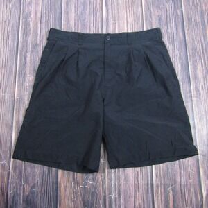 Cherokee Khakis Shorts Mens 38 Black Pleated Polyester Nylon FA99-2